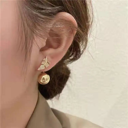 MICRO PAVE GOLDEN LEAF EARRINGS