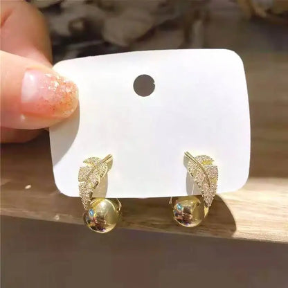 MICRO PAVE GOLDEN LEAF EARRINGS