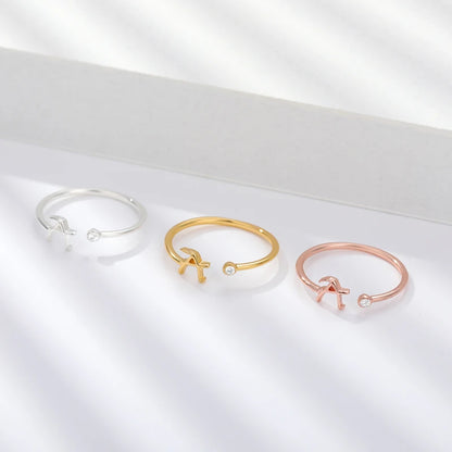 INITIAL OPEN ADJUSTABLE WEDDING RINGS