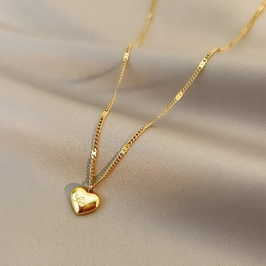 GOLD LOVE HEART NECKLACE 316L