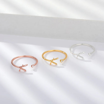 INITIAL OPEN ADJUSTABLE WEDDING RINGS