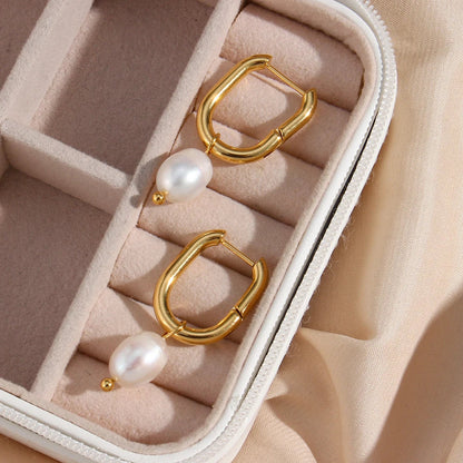 PEARL CHARM HOOP EARRING