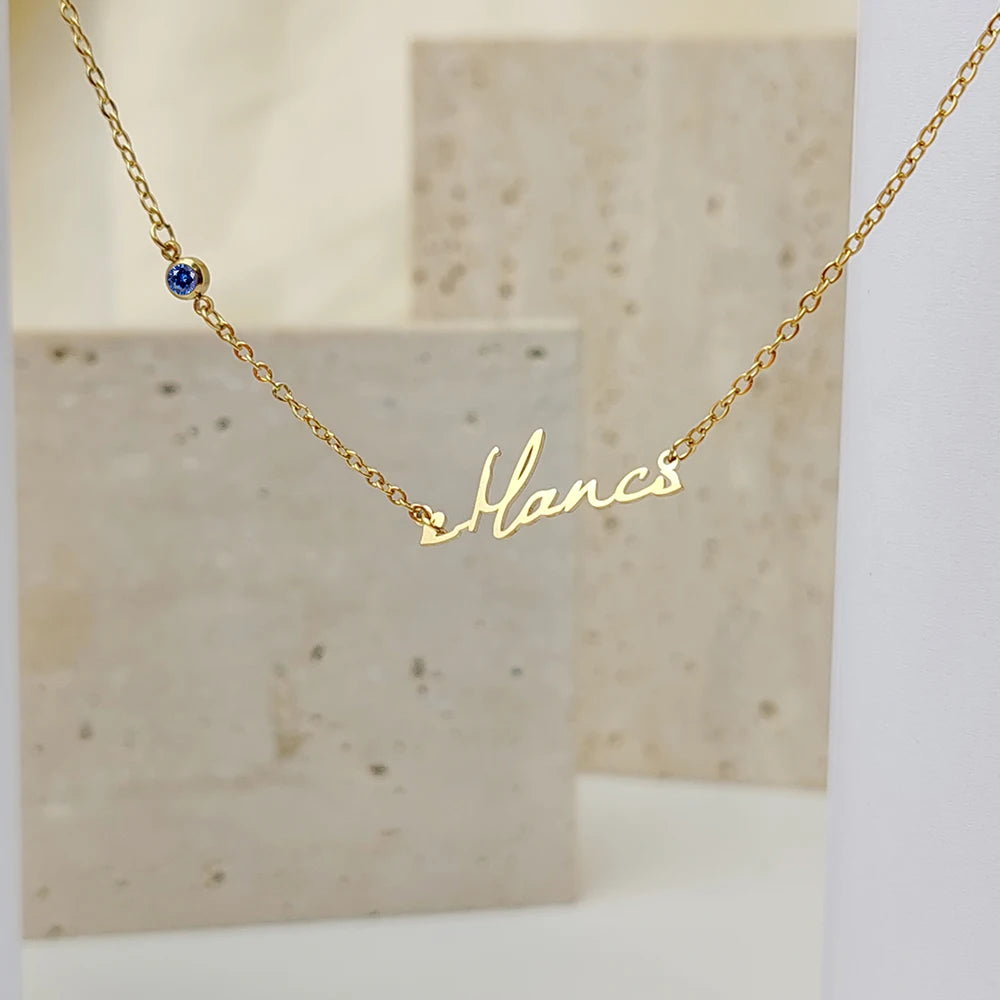 BIRTHSTONE CUSTOM NAME NECKCLACE