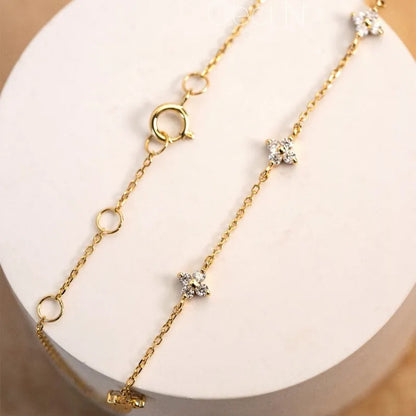 PLATED 18K GOLD SHINY ZIRCON FLOWER BRACELET