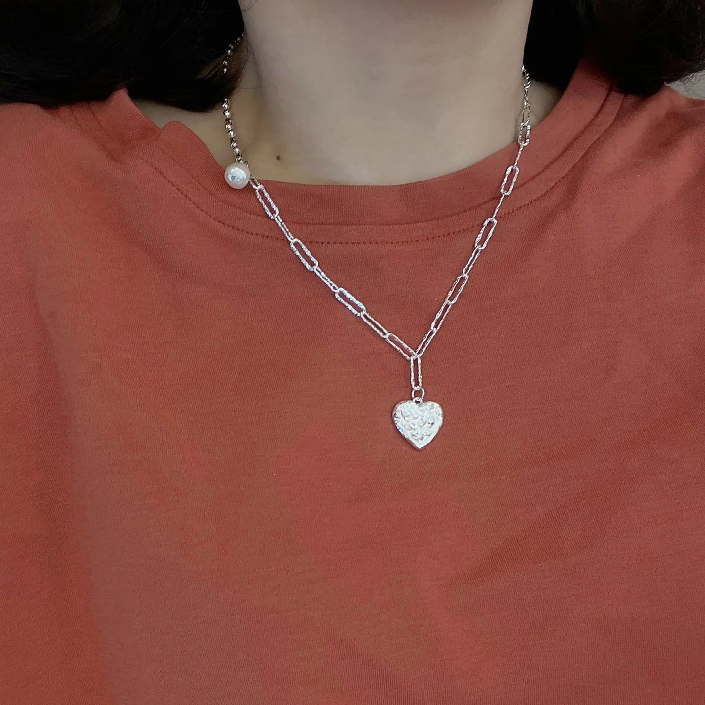 SOILD SPARKING HEART NECKLACE