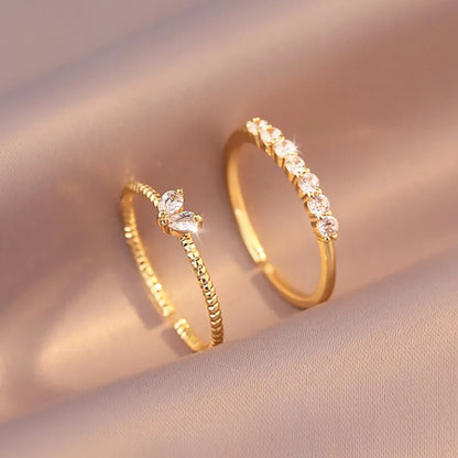 CRYSTAL GOLD HEART ZIRCON RINGS