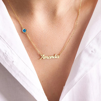 BIRTHSTONE CUSTOM NAME NECKCLACE