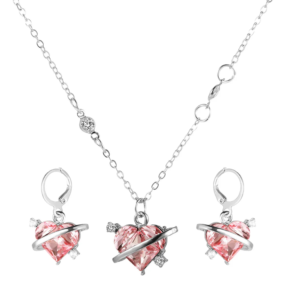 PINKY CRYSTAL HEART-SHAPED NECKLACE