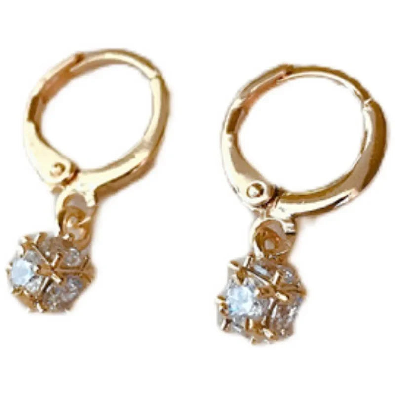 CRYSTAL NEEDLE ZIRCON GOLD EARRINGS