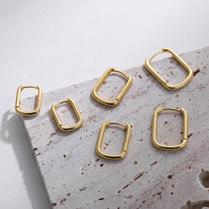 GOLD METAL SQUARE HOOP EARRINGS