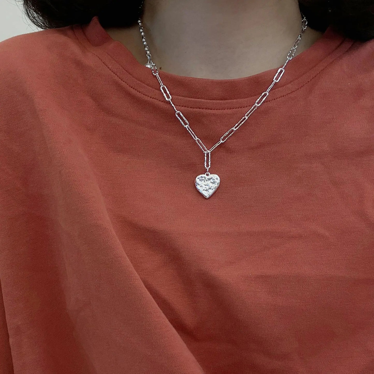 SOILD SPARKING HEART NECKLACE