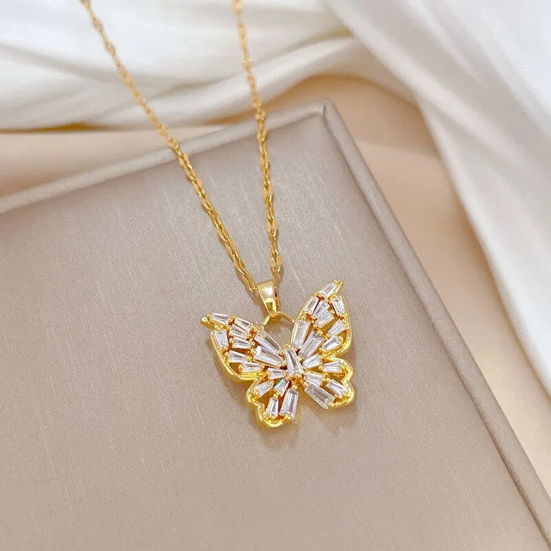 BUTTERFLY RHINESTONE NECKLACE