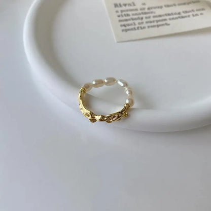 RETRO ELASTIC ROPE PEARL RING