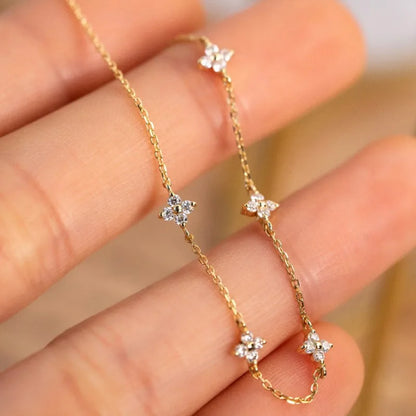 PLATED 18K GOLD SHINY ZIRCON FLOWER BRACELET