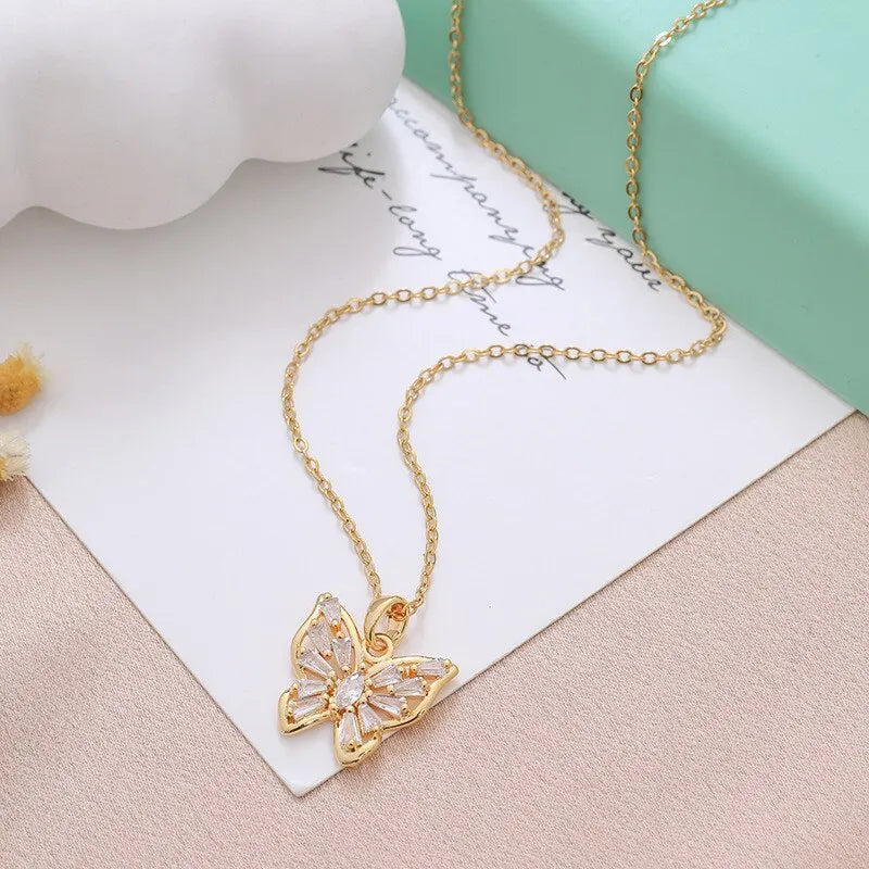 BUTTERFLY RHINESTONE NECKLACE