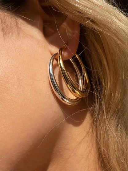 GEOMETRIC CHUNKY HOOP EARRINGS