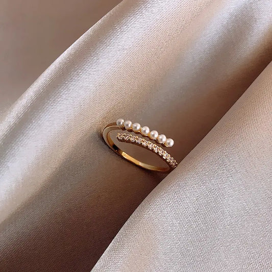 MICRO RHINESTONE PEARL RING