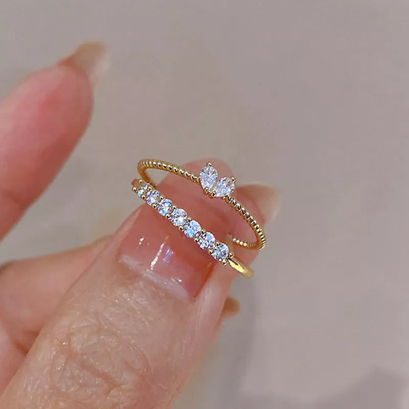 LUXURY ZIRCON HEART RINGS