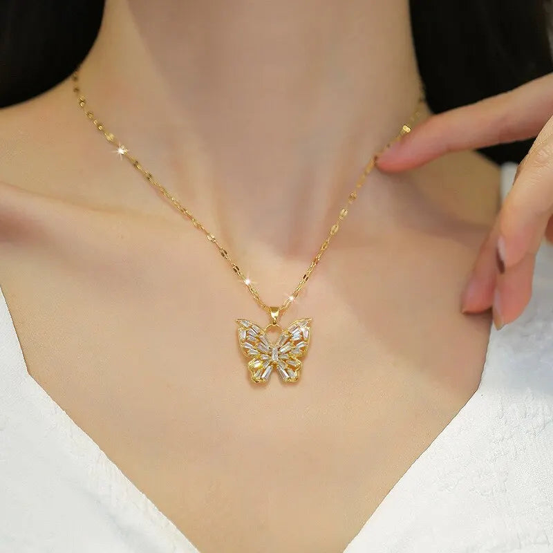 BUTTERFLY RHINESTONE NECKLACE