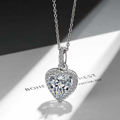 SILVER ZIRCON HEART PENDANTS NECKLACES